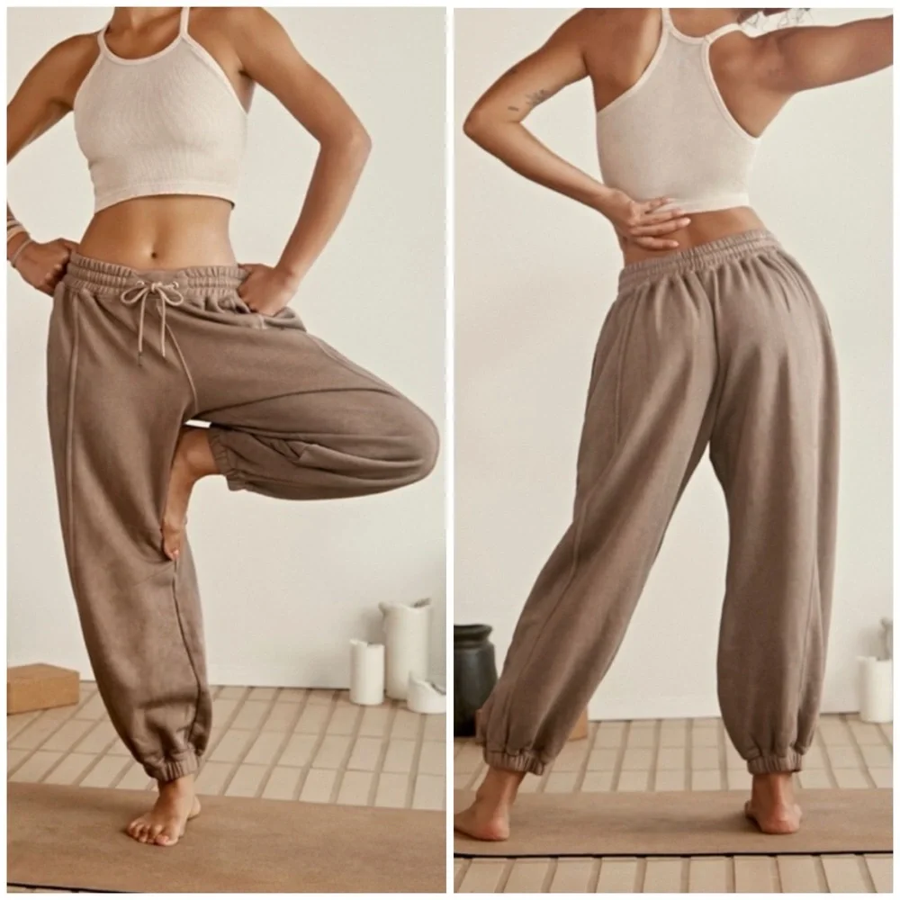 NWT Free People FP Movement Sprint To The Finish Pants - hickory taupe - Large